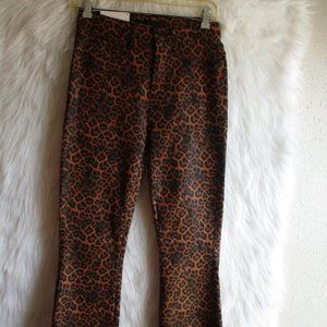 7 for all Mankind Leopard Print Animal Jeans Size 27 High Waist Slim Kick
